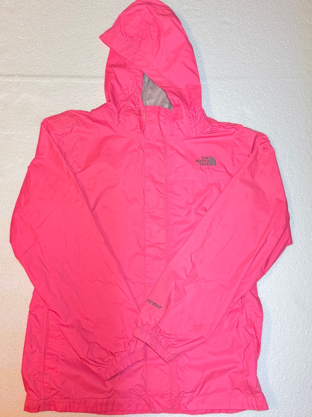 The North Face Girls Pink Waterproof Hooded Jacket HyVent Lightweight XL 18